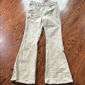 Forever 21 Beige Corduroy Pants with Floral Detail never worn